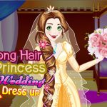 Poročna obleka princese z dolgimi lasmi